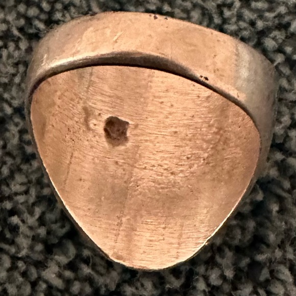 Vintage Native American (Zuni) Multi-Stone Inlaid Heavy Sterling Silver Ring - Picture 5 of 5